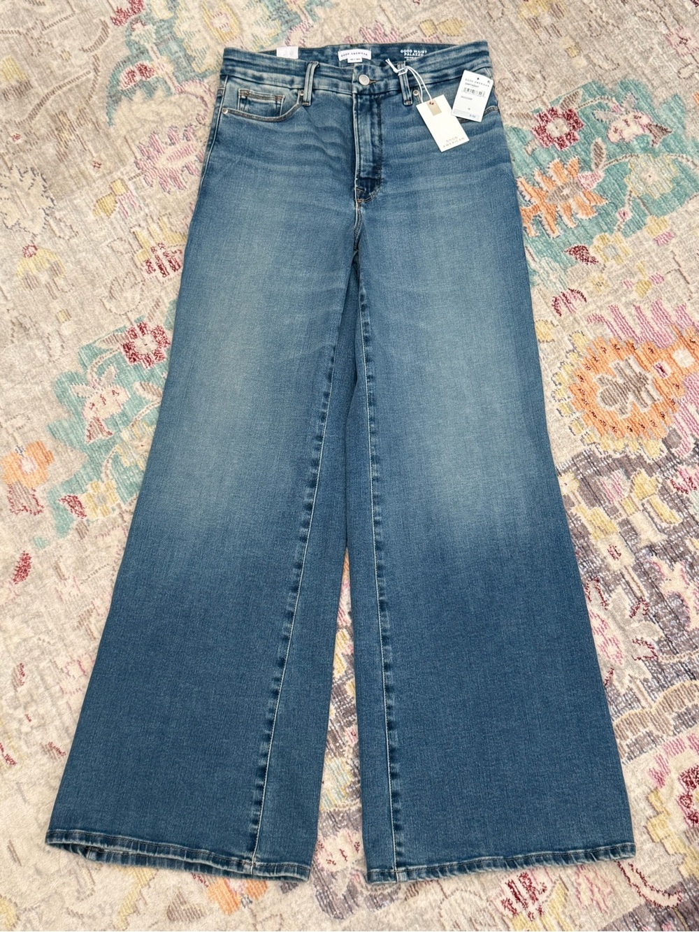 NWT Good American Soft Tech Good Waist Palazzo Jeans 10 / 30 - 33.5” inseam - Picture 2 of 8
